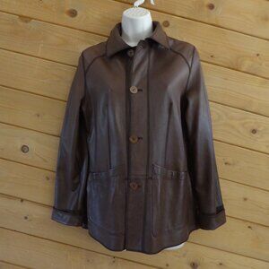 Vera Pelle Shasa Brown Reversible Genuine Leather Suede Jacket S Made in Italy
